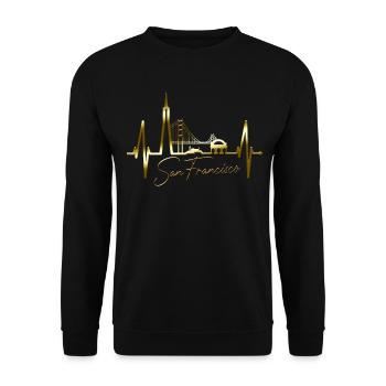 San Francisco Skyline Heartbeat California USA - Unisex Sweatshirt - black - Front - Alina (178cm) & Michal (187cm)