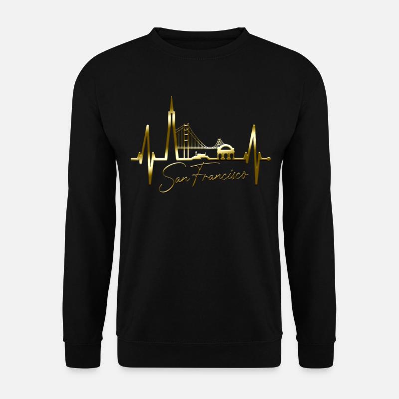 San Francisco Skyline Herzschlag Kalifornien USA - Unisex Pullover - Schwarz