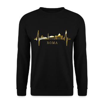 Rom Kolosseum Herzschlag Roma Skyline Rome Italien - Unisex Pullover - Schwarz - Vorne - Alina (178cm) & Michal (187cm)