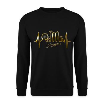 Singapore Skyline Heartbeat Asia I Love Singapore - Sweat-shirt Unisexe - noir - Devant - Alina (178cm) & Michal (187cm)