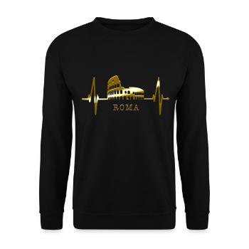 Rom Kolosseum Herzschlag Roma Skyline Rome Italien - Unisex Pullover - Schwarz - Vorne - Alina (178cm) & Michal (187cm)