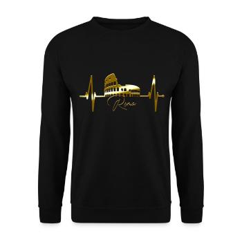 Rom Kolosseum Herzschlag Roma Skyline Rome Italien - Unisex Pullover - Schwarz - Vorne - Alina (178cm) & Michal (187cm)