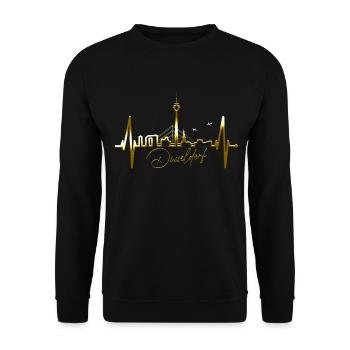 Düsseldorf Skyline Herzschlag Liebe Düsseldorfer - Unisex Pullover - Schwarz - Vorne - Alina (178cm) & Michal (187cm)