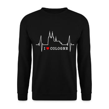 Cologne Skyline Heartbeat Heart Kölsch Love Cologne - Sweat-shirt Unisexe - noir - Devant - Alina (178cm) & Michal (187cm)