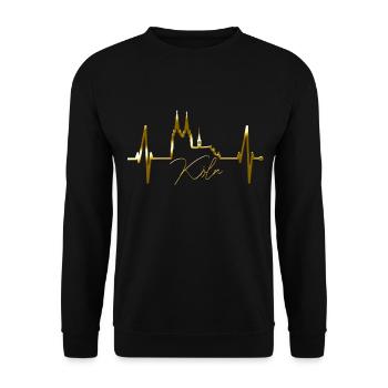 Cologne Skyline Heartbeat Heart Kölsch Love Cologne - Sweat-shirt Unisexe - noir - Devant - Alina (178cm) & Michal (187cm)