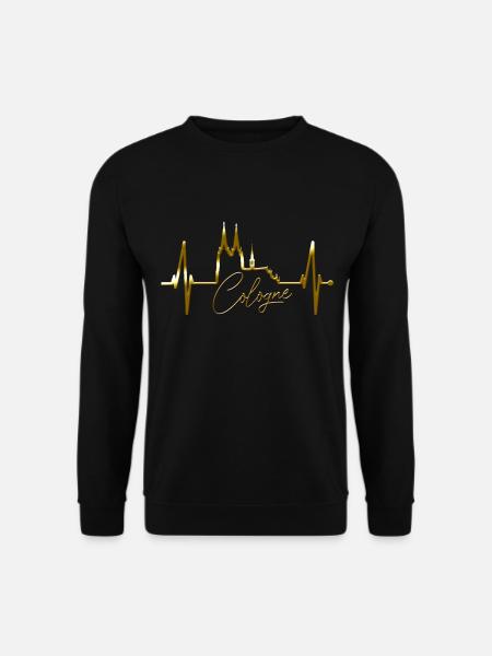 Köln Skyline Herzschlag Herz Kölsch Liebe Kölner - Unisex Pullover - Schwarz