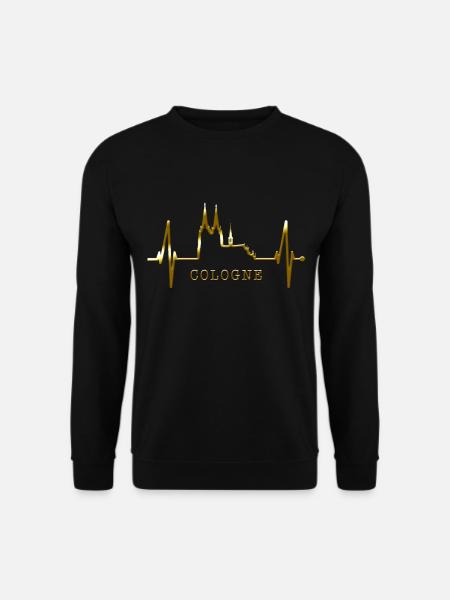 Köln Skyline Herzschlag Herz Kölsch Liebe Kölner - Unisex Pullover - Schwarz