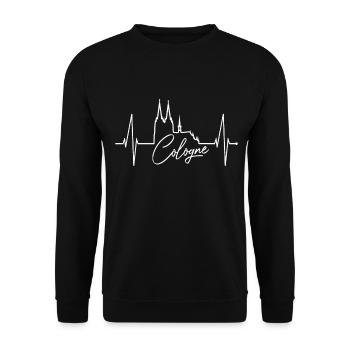 Cologne Skyline Heartbeat Heart Kölsch Chers habitants de Cologne - Sweat-shirt Unisexe - noir - Devant - Alina (178cm) & Michal (187cm)