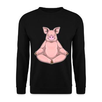 Pig Yoga Fitness Meditation - Unisex Sweatshirt - black - Front - Alina (178cm) & Michal (187cm)