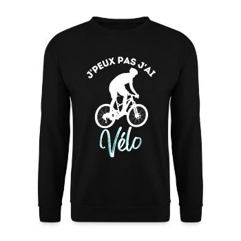 Je peux pas j ai vélo cadeau humoristique - Sweat-shirt Unisexe - noir - Devant - Alina (178cm) & Michal (187cm)