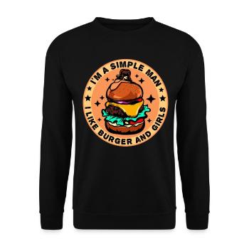 Burger Cheeseburger love - simple man - Unisex Sweatshirt - black - Front - Alina (178cm) & Michal (187cm)