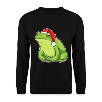 Frosch Weihnachten Weihnachtsmütze - Unisex Pullover - Schwarz - Vorne - Alina (178cm) & Michal (187cm)