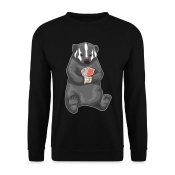 Dachs Poker Pokerkarten - Unisex Pullover - Schwarz - Vorne - Alina (178cm) & Michal (187cm)