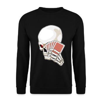 Totenkopf Poker Pokerkarten - Unisex Pullover - Schwarz - Vorne - Alina (178cm) & Michal (187cm)