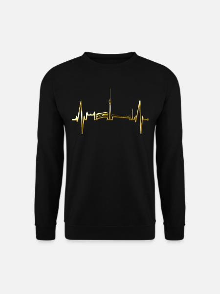 Stuttgart Skyline Herzschlag Herz Stuttgarter Fan - Unisex Pullover - Schwarz