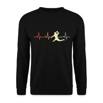 Ligne de cœur de joueur de handball vintage - Sweat-shirt Unisexe - noir - Devant - Alina (178cm) & Michal (187cm)