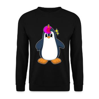 Pinguin Einhorn - Unisex Pullover - Schwarz - Vorne - Alina (178cm) & Michal (187cm)