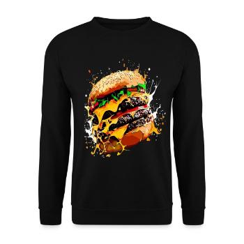 Triple Cheeseburger XXL Burger Art - Unisex Sweatshirt - black - Front - Alina (178cm) & Michal (187cm)