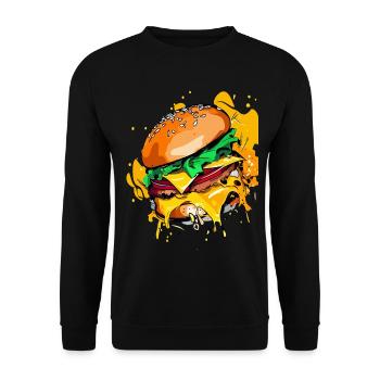 Burger au fromage supplémentaire Cheeseburge - Sweat-shirt Unisexe - noir - Devant - Alina (178cm) & Michal (187cm)