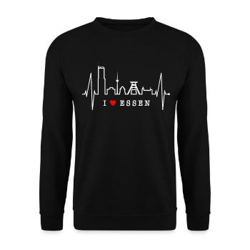 Essen Skyline Herzschlag Ruhrpott Fan Herz Essener - Sweat-shirt Unisexe - noir - Devant - Alina (178cm) & Michal (187cm)