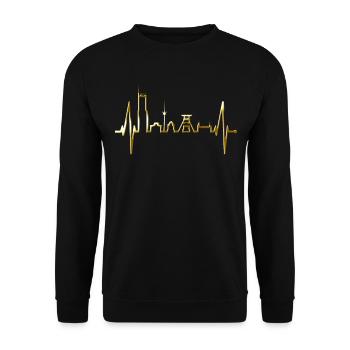 Essen Skyline Herzschlag Ruhrpott Fan Herz Essener - Sweat-shirt Unisexe - noir - Devant - Alina (178cm) & Michal (187cm)