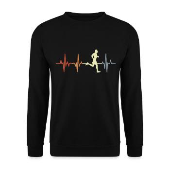 Runner Heart Palpitations Vintage - Unisex Sweatshirt - black - Front - Alina (178cm) & Michal (187cm)