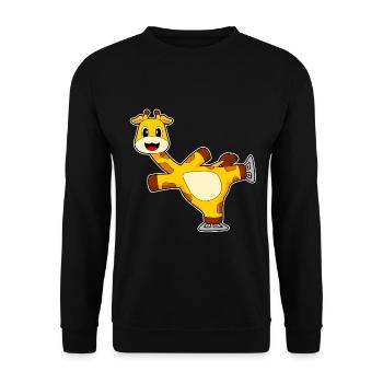 Giraffe Eislaufen Schlittschuhe Wintersport - Unisex Pullover - Schwarz - Vorne - Alina (178cm) & Michal (187cm)