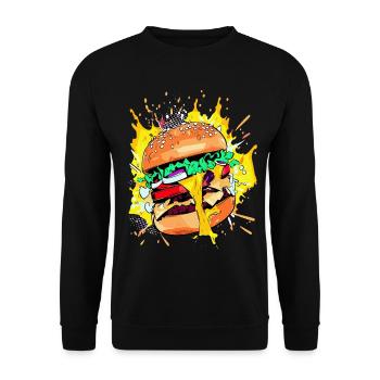 Burger au fromage supplémentaire Cheeseburge - Sweat-shirt Unisexe - noir - Devant - Alina (178cm) & Michal (187cm)