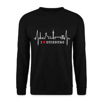 Duisburg Skyline Heartbeat Pulse Heart Ruhrpott Fan - Sweat-shirt Unisexe - noir - Devant - Alina (178cm) & Michal (187cm)