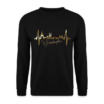 Wiesbaden Skyline Herzschlag Fan Herz Hessen Liebe - Sweat-shirt Unisexe - noir - Devant - Alina (178cm) & Michal (187cm)