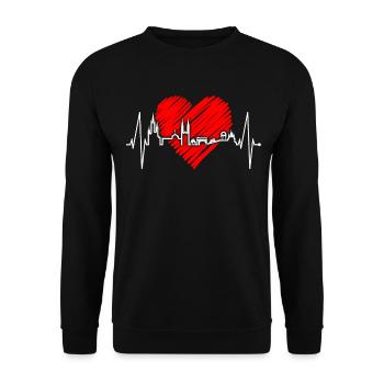 Wiesbaden Skyline Herzschlag Fan Herz Hessen Liebe - Sweat-shirt Unisexe - noir - Devant - Alina (178cm) & Michal (187cm)