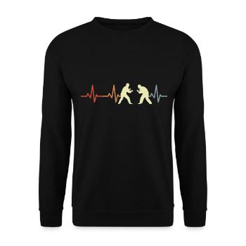 Vintage judoka heartbeat - Unisex Sweatshirt - black - Front - Alina (178cm) & Michal (187cm)