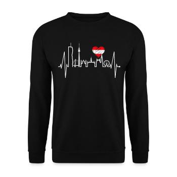 Vienna Skyline Heartbeat Austria Love Vienna - Unisex Sweatshirt - black - Front - Alina (178cm) & Michal (187cm)