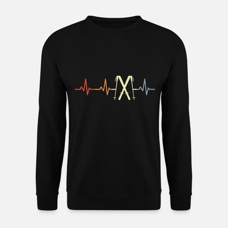 Skifahrer EKG Herzlinie - Unisex Pullover - Schwarz