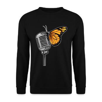 Butterfly Singer Microphone Singing - Unisex Sweatshirt - black - Front - Alina (178cm) & Michal (187cm)