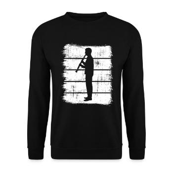 Lustiger Klarinettist - Unisex Pullover - Schwarz - Vorne - Alina (178cm) & Michal (187cm)