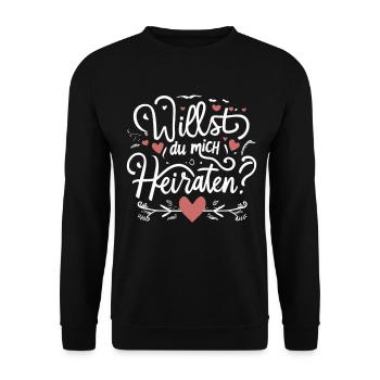 Willst du mich heiraten - Unisex Pullover - Schwarz - Vorne - Alina (178cm) & Michal (187cm)
