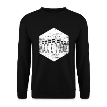 Bowling Pins Zeichnung - Unisex Pullover - Schwarz - Vorne - Alina (178cm) & Michal (187cm)