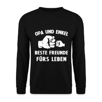 Opa und enkel beste freunde fürs leben comic baby - Unisex Pullover - Schwarz - Vorne - Alina (178cm) & Michal (187cm)