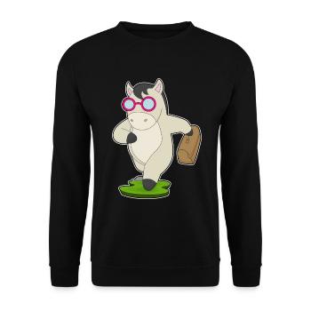 Horse Entrepreneur Briefcase - Unisex Sweatshirt - black - Front - Alina (178cm) & Michal (187cm)
