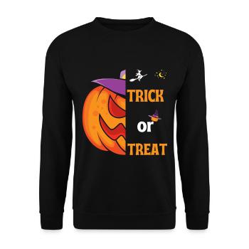 Cadeau halloween "Trick or Treat" - Sweat-shirt Unisexe - noir - Devant - Alina (178cm) & Michal (187cm)