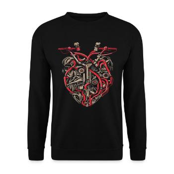 Bicycle Heart Bicycle Mechanic Heart - Unisex Sweatshirt - black - Front - Alina (178cm) & Michal (187cm)