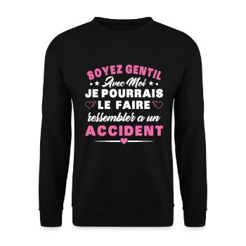 Infirmiere Soyez Gentil Avec Moi Humour Infirmière - Sweat-shirt Unisexe - noir - Devant - Alina (178cm) & Michal (187cm)