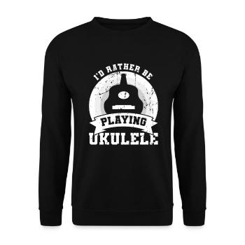 Zitat Ukulele - Unisex Pullover - Schwarz - Vorne - Alina (178cm) & Michal (187cm)