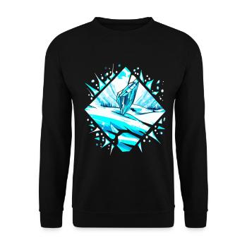 Eiskristall Schnee und Frost Winterlandschaft - Unisex Pullover - Schwarz - Vorne - Alina (178cm) & Michal (187cm)