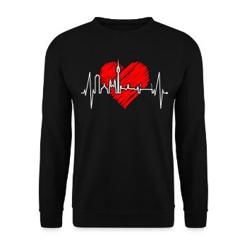 Nuremberg Skyline Heartbeat Fan Heart Love Nuremberg - Sweat-shirt Unisexe - noir - Devant - Alina (178cm) & Michal (187cm)