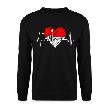 Nuremberg Skyline Heartbeat Fan Heart Love Nuremberg - Sweat-shirt Unisexe - noir - Devant - Alina (178cm) & Michal (187cm)