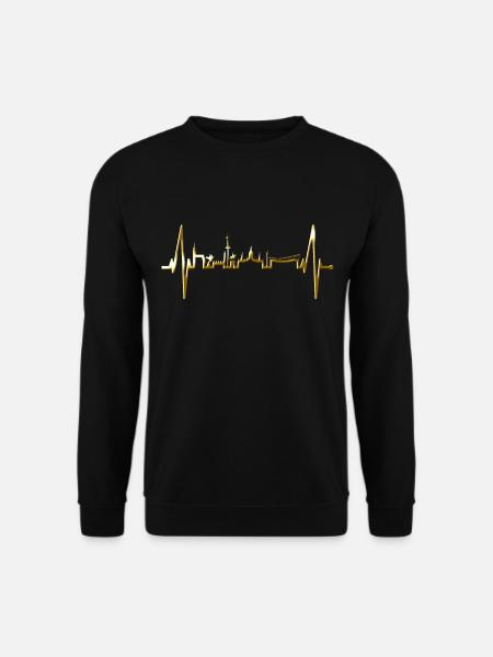 Hannover Skyline Herzschlag Fan Liebe Hannöversch - Unisex Pullover - Schwarz