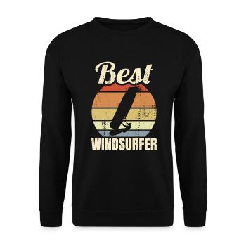 Vintage Windsurfen - Unisex Pullover - Schwarz - Vorne - Alina (178cm) & Michal (187cm)