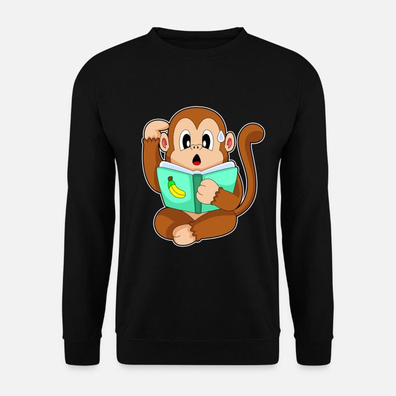 Affe Nerd Buch - Unisex Pullover - Schwarz